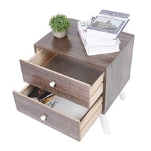 Comodino, Stile Retrò 2 Cassetti Laterali Comodino in Legno