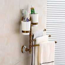 Litcom Portasciugamani Mobile Tutto in Rame con Portabicchieri per Colluttorio Bagno Multifunzionale E Toilette Portasciugamani Rotante A Parete in Stile Europeo