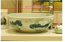 Jgophu China - Lavandino in ceramica per bagno e bagno, motivo: fiore di loto