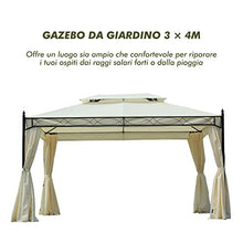 Outsunny Gazebo da Giardino 3x4m in Metallo con Doppio Tetto 4 Tende Laterali Crema