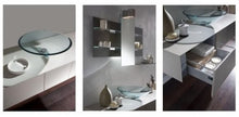 Bagno Italia Mobile Arredo Bagno da 140cm sospeso bianco con lavabo d'appoggio e specchio con mensole Mobili arredi 1 l