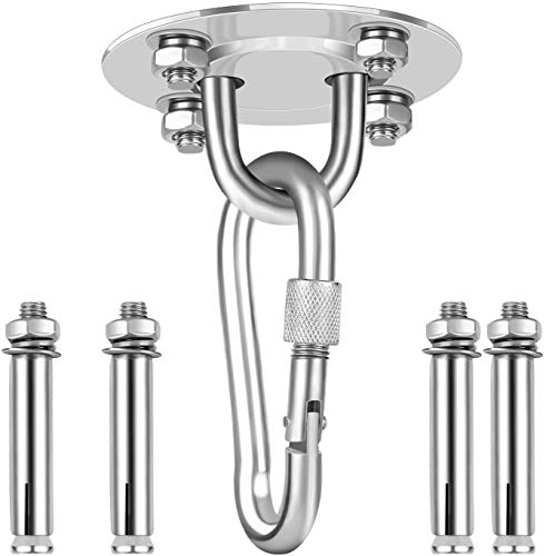 FANDE Gancio per Soffitto,Acciaio Inossidabile 360° Ruote Gancio Appendiabiti,capacità di Carico Fino a 450KG, Yoga, Amaca, Sacco da Boxe (360 ° Rotazione).