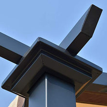 Outsunny Pergola con Tende Scorrevoli da Giardino 295x245cm, Gazebo a Pergola da Esterno in Metallo Cachi