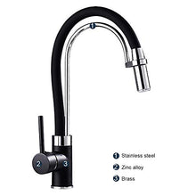 Faucet-4456 Rubinetto della Cucina LED, Ponte Nero Mount, Rotazione Foro Singolo Estrarre 3 Diversi Colori Chiari LED