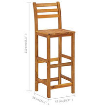Tidyard 3/5/7 pz Set da Bar Cucina Classico in Legno Massello di Acacia,Set Tavolo e Sedie da Bar Legno,Set Tavolo e Sedie da Cucina Legno,Set Tavolo Rettangoalre e 2 Sedie con Schiena da Bar Legno