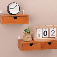 KAIXIN Comodino Sospeso, Mensola A Muro con 1/2 Cassetti Senza Maniglia, Cassetti Organizer per Trucco, Armadietto Portaoggetti, Scatola Porta Trucco in Legno-L