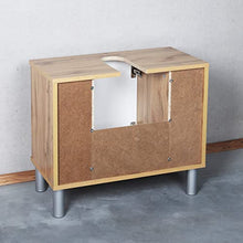 RICOO WM100-EW-W Mobile Bagno 60x54x32cm Mobiletto sotto-lavabo Armadio salvaspazio Arredamento Copricolonna Legno Rovere Marrone Porta Bianca