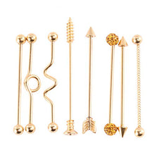 Holibanna 8Pcs Orecchini a Bottone Bilanciere Orecchini a Perno in Acciaio Inossidabile Piercing Orecchini Frecce Orecchini a Bottone Industriali Bilanciere per Le Donne (Dorato)