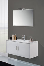 Yellowshop - Mobile Mobiletto da Bagno Sospeso in Legno Cm 70 A 2 Ante Completo di Specchiera Lampada Luce LED E Lavabo in Ceramica Modello Hawaii Varie Colorazioni (Bianco Lucido)