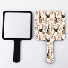 Specchio a mano, airedale Terrier cane razza trapunta animale domestico floreale quadrato palmare specchio con maniglia per trucco casa salone viaggio uso 9 cm L x 16 cm L