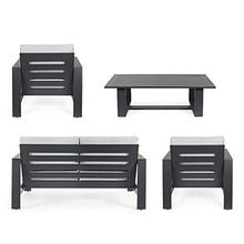 Bizzotto SALOTTINO Atlantic in Alluminio Antracite da Giardino per Esterno Salotto Veranda 4 Pezzi Struttura Moderna Doghe Larghe