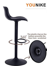 YOUNIKE Sgabelli da Bar con Altezza Regolabile e Rotazione a 360°, Design Moderno ergonomico e aerodinamico per bancone Bar, Cucina e casa, Set da 2, Nero