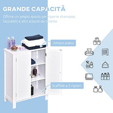 kleankin Mobiletto Armadietto 2 Ripiani 2 Ante con Maniglie da Bagno MDF 60 x 30 x 80cm Bianco