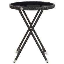 Goliraya Tavolino da caffè Giardino Esterno Pieghevole in Polyrattan e Vetro/Legno,Tavolino da Giardino Pieghvole in Rattan,Tavolino da Esterno Pieghevole,Tavolino Pieghevole 60x75 cm