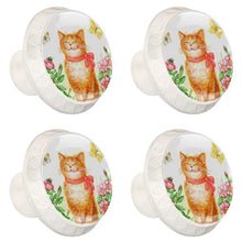 Maniglie per cassetti Manopole per cassetti Manopole rotonde Confezione da 4 per armadietto, cassetti, cassettiere, cassettiere ecc. WatercolDrawing Funny Kitten