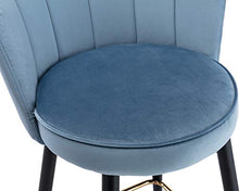 CIMOO CIMOTA Sgabello da bar in velluto moderno cucina sgabelli con schienale 30 78,7 cm Tufted Bar Altezza Sedia da pranzo per Home Bar, Haze Blue, 1PC