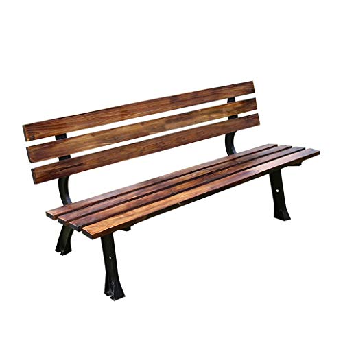 WSGYX Garden Bench Legno Carbonizzato Anticorrosione Banco del Giardino Staffa Metallica Giardino Panchina Terrazza Balcone Mobili da Giardino Coppia Seating (Color : Brown, Size : 120 * 40 * 70CM)