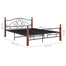 200 x 140 cm Struttura Letto Matrimoniale in Metallo,Piattaforma Letto Matrimoniale,Supporto Resistente per Letto,Giroletto per Adulto, Montaggio Facile,Nero e Legno Scuro