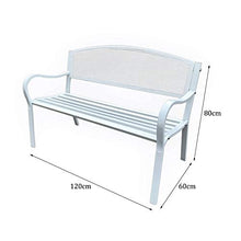 Creative LDF Panca da Giardino Bianca con Braccioli, Panca da Giardino Moderna in Metallo, Sedile Doppio da Esterno con Schienale Decorativo in Ghisa, 120x60x80cm