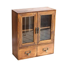 Armadio Da Scrivania In Legno Massello Con Cassetti In Vetro Retrò 30.8*36cm Marrone