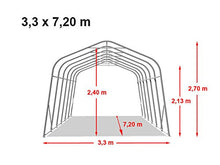 TOOLPORT Tenda Garage 3,3 x 7,2m Tenda per Il Bestiame Tenda Capannone in PVC ca. 550 g/m² e Stabile Costruzione in Acciaio Verde
