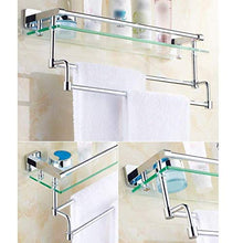 ZLININ Y-longhair Mensola da bagno in vetro, mensola per cosmetici, mensola a specchio, con portasciugamani in rame, mensola per il bagno
