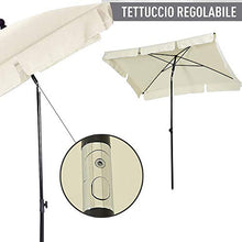 BAKAJI Ombrellone da Giardino Palo Centrale 200 x 125 cm Palo 32mm 4 Stecche Struttura Acciaio Inclinazione Regolabile Arredamento Esterno Gazebo Piscina Giardino Terrazzo Ambienti Esterni Beige