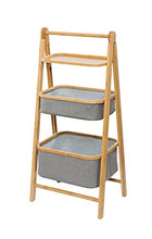 Wenko Scaffale Bahari con 2 cestini pieghevole per la casa, per il bagno, lavanderia, in bambù, marrone, 33 x 45 x 99 cm