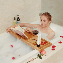 ZEH Scaffale per Vino Bamboo BackSub Back Multi Functional Bath Bamboo Impermeabile Sala da Bagno espandibile su Vasca con Vino e Titolare del Libro Deposito del Vino FACAI