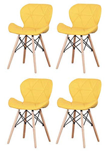 Jiasen - Set di 4 sedie da pranzo imbottite in poliuretano, stile moderno, per soggiorno, sala da pranzo e cucina (giallo)