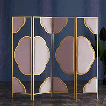 Room Screen Even Schermo divisorio per schermi in Metallo, con Pelle Scamosciata a Forma di Fiore Premium, schermi divisori per Ambienti a 4 Pannelli Struttura in Acciaio