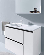 Mobili KOL 80 cm | Laccato Bianco | 80 x 60 x 45 cm | Mobile con 2 cassetti + 1 Anta + lavabo in Ceramica a Sinistra