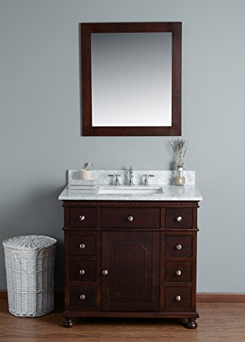 RUBEZA Didim - Mobiletto Vanity, 900 mm, colore: Bianco marmo italiano Carrara