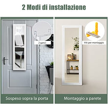 RELAX4LIFE Armadietto Portagioie con Specchio a Figura Intera ({con Striscia Luminosa Interna} 30x8,5x106cm, Bianco)