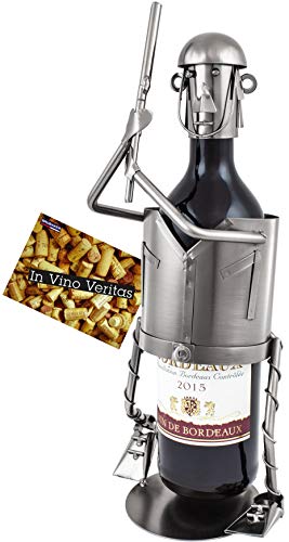 BRUBAKER bottiglia di vino del giocatore di baseball bottiglia supporto Oggetto Decorativo Metallo con biglietto d' auguri per vino regalo