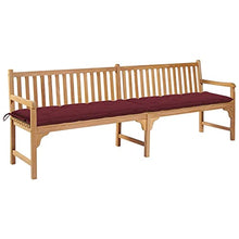 vidaXL Panca da Giardino con Cuscino Rosso Vino 240cm in Legno di Teak