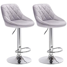 WOLTU BH138hgr-2 Sgabelli da Bar Cucina Sedia Girevole con Schienale Poggiapiedi Cromato Grigio Chiaro 2 Pezzi