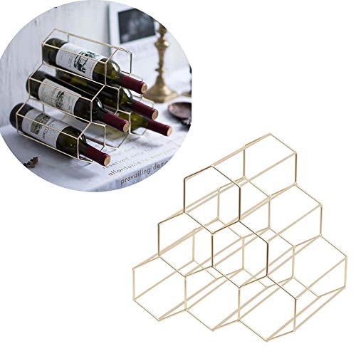 Ecent Portabottiglie vino innovativo porta bottiglie di vino triangolare in ferro e metallo dorato