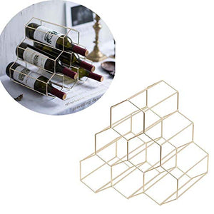 Ecent Portabottiglie vino innovativo porta bottiglie di vino triangolare in ferro e metallo dorato
