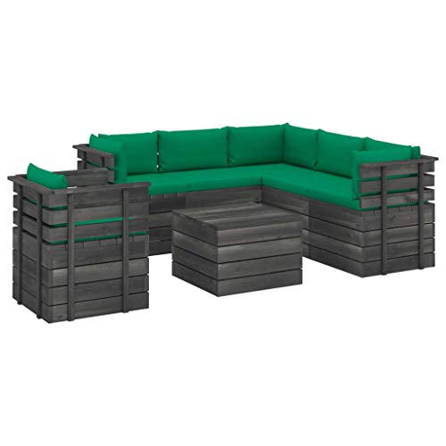 FAMIROSA Set Divani da Giardino su Pallet 7 pz con Cuscini Massello Pino-1916