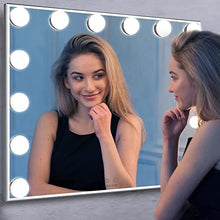 Meetop Specchio illuminato Vanity con 14 lampadine a LED sostituibili, stile Hollywood, specchio cosmetico con Touch Control di design, o tavolo da parete, colore: argento, 61 x 52 cm