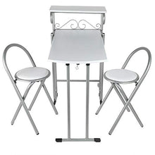 Set di sedie da tavolo 3 pezzi, tavolo da pranzo pieghevole per sala da pranzo, cortile, patio e balcone, con ripiano portaoggetti