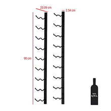Rebecca Mobili Cantinetta Sospesa, Scaffale Verticale Vino, per 18 Bottiglie, Design Moderno, Ferro Nero, Cucina Salotto - Misure: 90 x 2,54 x 22,9 cm (HxLxP) - Art. RE6456