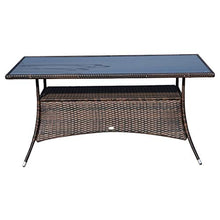 Outsunny Tavolino da Giardino con Ripiano Inferiore in PE Rattan 150x85x74cm Marrone