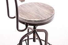 CLP Sgabello Bar Design Industriale Belt In Legno E Metallo - Sedia Rustica Con Schienale Ad Altezza Regolabile 61-74 cm, Colore:bronzo