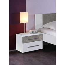 Stella Trading Martina Effetto Moderno Comodino con Due cassetti per Il Vostro Letto, Bianco/Cemento, Nachtkommode