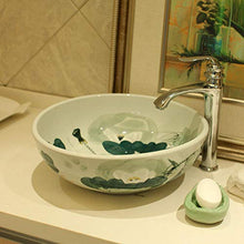 Jgophu China - Lavandino in ceramica per bagno e bagno, motivo: fiore di loto