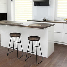 homcom Set 2 Sgabelli Alti da Bar in Stile Industriale con Telaio in Acciaio Nero e Seduta Rotonda in Legno 49.5x44x71cm