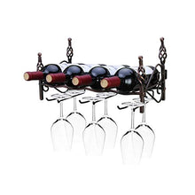 LHQ-HQ Attaccatura del Supporto di Vetro Vino, Vino Europea Capovolto Wine Rack Shelf Bar Wall Hanging Holder Calice Rame dell'Annata Ferro battuto 41 * 19 * 22cm