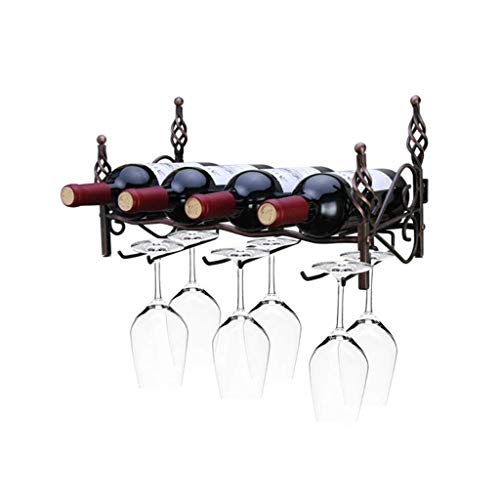 LHQ-HQ Attaccatura del Supporto di Vetro Vino, Vino Europea Capovolto Wine Rack Shelf Bar Wall Hanging Holder Calice Rame dell'Annata Ferro battuto 41 * 19 * 22cm